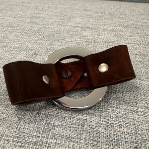 Brown Leather Bracelet with Silver Accents
